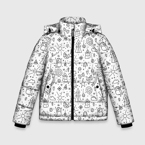 Зимняя куртка для мальчика Зимнее дудл настроение / 3D-Черный – фото 1