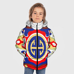 Куртка зимняя для мальчика Монгольский орнамент, цвет: 3D-светло-серый — фото 2