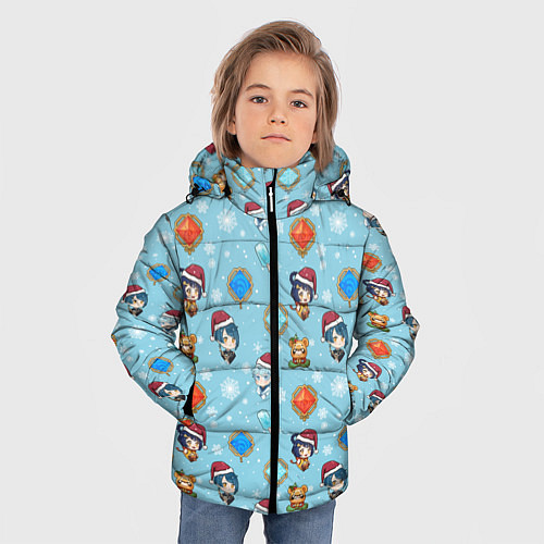Зимняя куртка для мальчика Genshin Impact Pattern / 3D-Светло-серый – фото 3