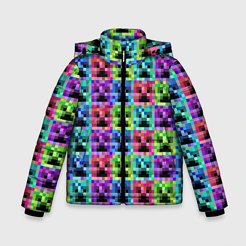 Зимняя куртка для мальчика МАЙНКРАФТ MINECRAFT ЦВЕТНЫЕ КРИПЕРЫ / 3D-Черный – фото 1