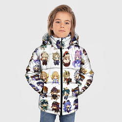 Куртка зимняя для мальчика Все герои Геншин Импакта чиби паттерн, цвет: 3D-светло-серый — фото 2