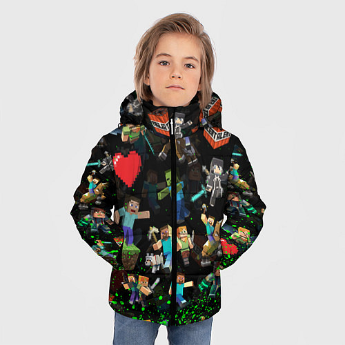 Зимняя куртка для мальчика МАЙНКРАФТ ПАТТЕРН ГЕРОИ ИГРЫ / 3D-Красный – фото 3