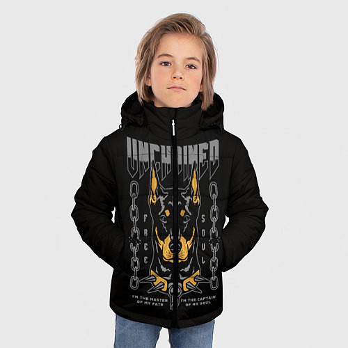 Зимняя куртка для мальчика Доберман-Пинчер / 3D-Светло-серый – фото 3