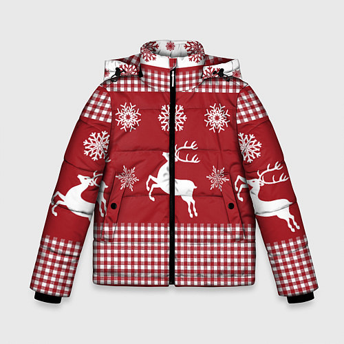 Зимняя куртка для мальчика Узор с оленями / 3D-Красный – фото 1