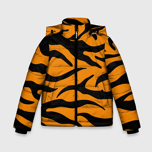 Зимняя куртка для мальчика Тигриные полосы, Символ 2022 года / 3D-Черный – фото 1