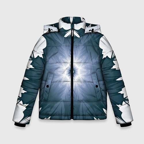 Зимняя куртка для мальчика Снежинка Абстракция Синий / 3D-Светло-серый – фото 1