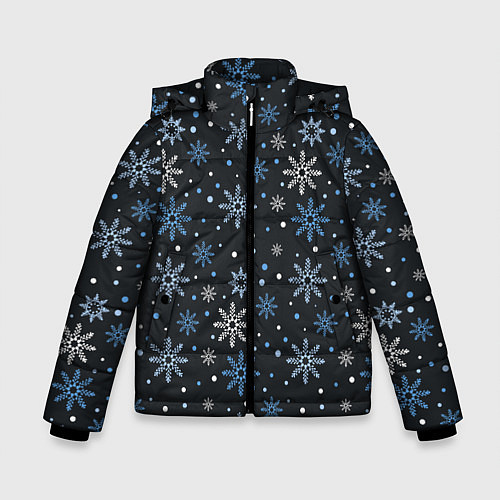 Зимняя куртка для мальчика Снежинки / 3D-Черный – фото 1