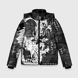 Куртка зимняя для мальчика ЧБ Японский Дракон Dragon Иероглифы, цвет: 3D-черный