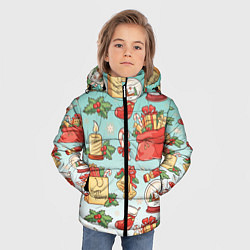Куртка зимняя для мальчика Рождественский узорный принт, цвет: 3D-черный — фото 2