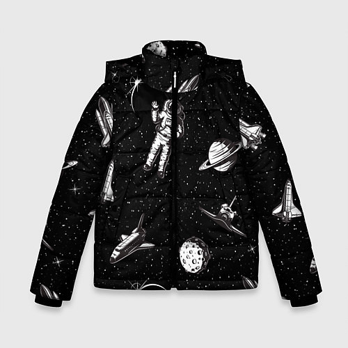 Зимняя куртка для мальчика Космический вояж / 3D-Черный – фото 1