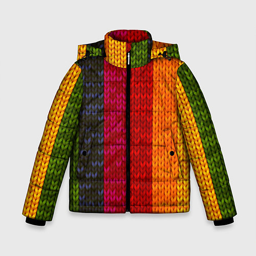 Зимняя куртка для мальчика Вязаная радуга / 3D-Черный – фото 1