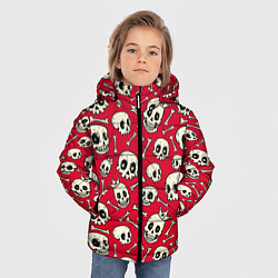 Куртка зимняя для мальчика Черепа с сердечками в глазах, цвет: 3D-черный — фото 2