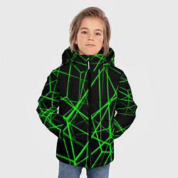 Куртка зимняя для мальчика Зеленые Полигоны Матрица, цвет: 3D-красный — фото 2