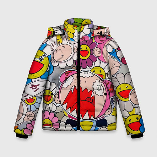 Зимняя куртка для мальчика Takashi Murakami кричащий арт / 3D-Светло-серый – фото 1