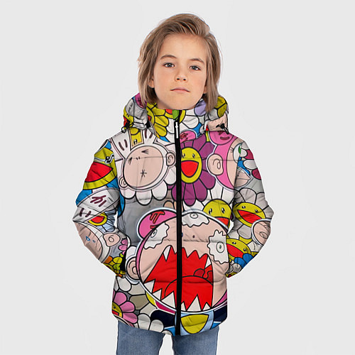 Зимняя куртка для мальчика Takashi Murakami кричащий арт / 3D-Красный – фото 3