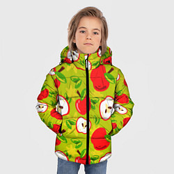 Куртка зимняя для мальчика Яблочки паттерн, цвет: 3D-светло-серый — фото 2