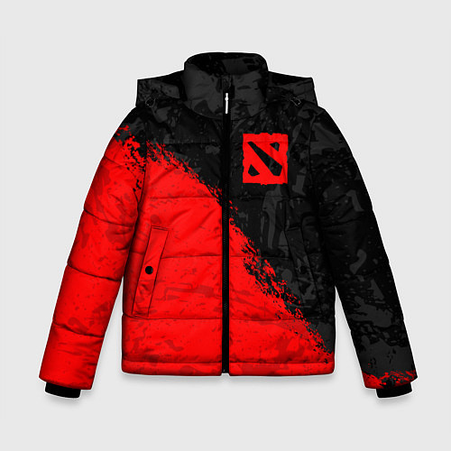 Зимняя куртка для мальчика DOTA 2 RED LOGO, БРЫЗГИ КРАСОК / 3D-Черный – фото 1
