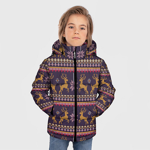 Зимняя куртка для мальчика Новогодний свитер c оленями 2 / 3D-Красный – фото 3