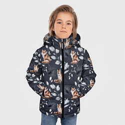 Куртка зимняя для мальчика Зимние лисички Акварельный рисунок узор, цвет: 3D-красный — фото 2
