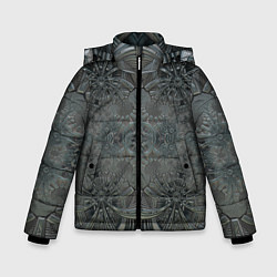 Куртка зимняя для мальчика Коллекция Фрактальная мозаика Серо-голубой 292-4, цвет: 3D-черный