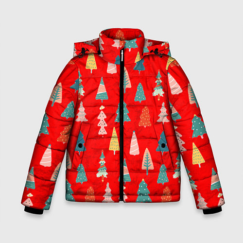 Зимняя куртка для мальчика Новый год / 3D-Черный – фото 1