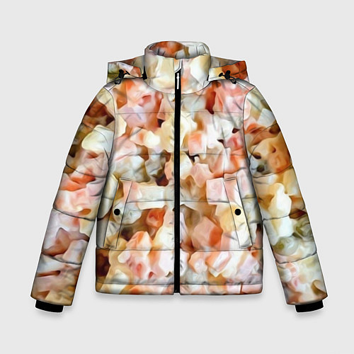 Зимняя куртка для мальчика Салат Оливье Новогодняя Оливьешка / 3D-Черный – фото 1