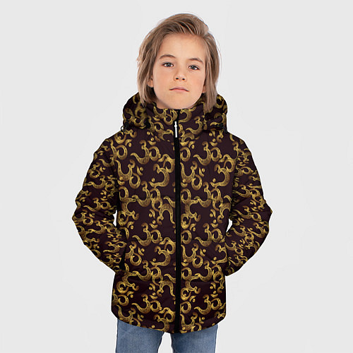 Зимняя куртка для мальчика Ом Аум - Сакральный Символ / 3D-Светло-серый – фото 3
