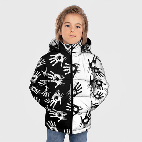 Зимняя куртка для мальчика Death Stranding паттерн логотипов / 3D-Красный – фото 3