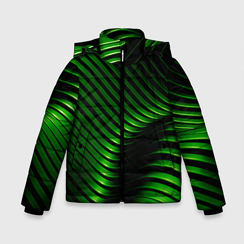 Зимняя куртка для мальчика Волны изумрудного металла / 3D-Черный – фото 1