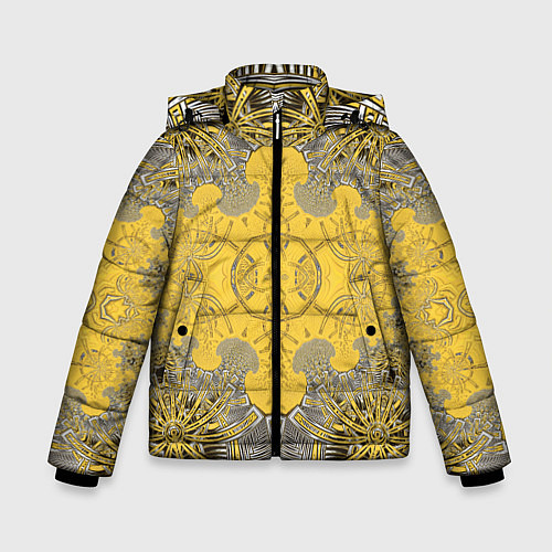 Зимняя куртка для мальчика Коллекция Фрактальная мозаика Желтый на черном 573 / 3D-Черный – фото 1