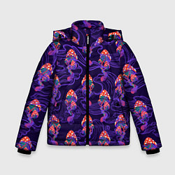 Куртка зимняя для мальчика Грибы психоделика, цвет: 3D-черный