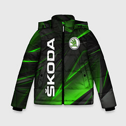 Зимняя куртка для мальчика SKODA GEOMETRY STRIPES GREEN NEON