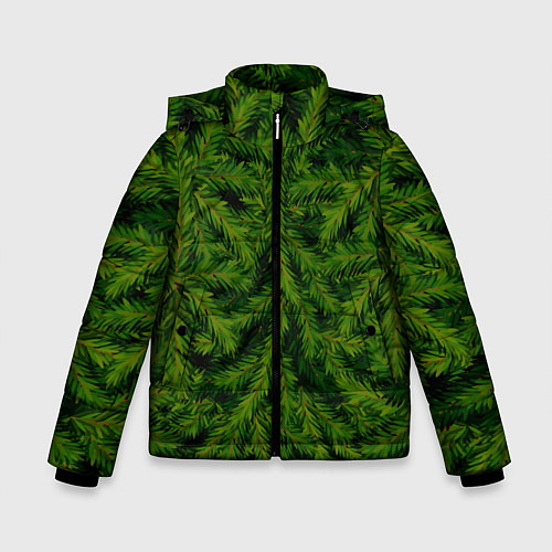 Зимняя куртка для мальчика Текстура Ели Елка Паттерн / 3D-Черный – фото 1
