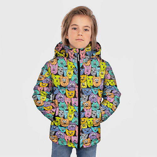 Зимняя куртка для мальчика Весёлые Котики / 3D-Красный – фото 3