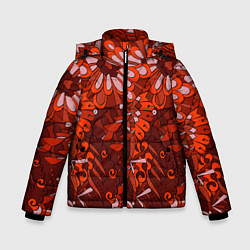 Куртка зимняя для мальчика Красные цветы абстракция, цвет: 3D-красный