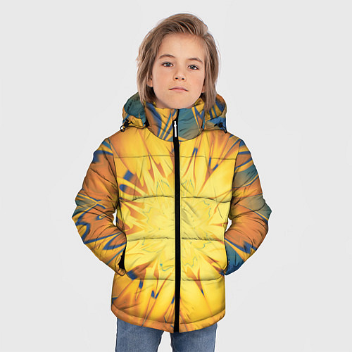 Зимняя куртка для мальчика Солнечный цветок Абстракция 535-332-32 / 3D-Светло-серый – фото 3
