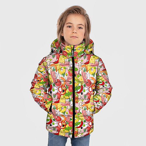 Зимняя куртка для мальчика Ингредиенты Пиццы / 3D-Красный – фото 3