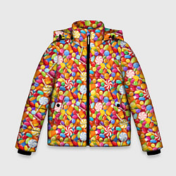 Куртка зимняя для мальчика Конфеты и Леденцы, цвет: 3D-красный