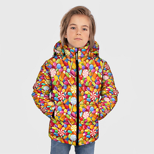 Зимняя куртка для мальчика Конфеты и Леденцы / 3D-Красный – фото 3