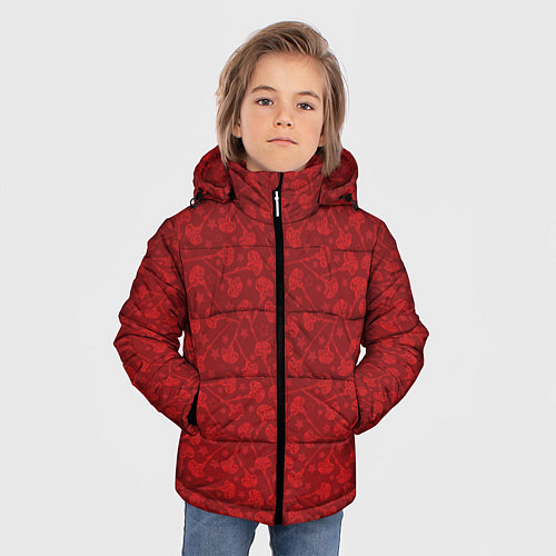 Зимняя куртка для мальчика Поминальные Гвоздики / 3D-Красный – фото 3