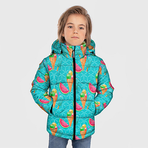 Зимняя куртка для мальчика Летнее настроение: Сок и арбуз / 3D-Красный – фото 3