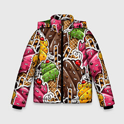 Куртка зимняя для мальчика Шоколадные сладости Мороженое, цвет: 3D-черный