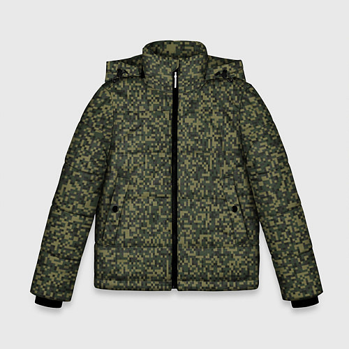 Зимняя куртка для мальчика Цифра Флора пиксельный камуфляж / 3D-Черный – фото 1