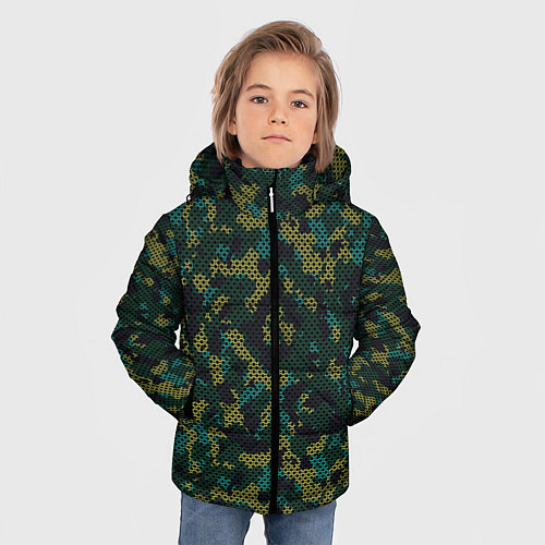 Зимняя куртка для мальчика Модный камуфляж с холстовой сеткой / 3D-Светло-серый – фото 3