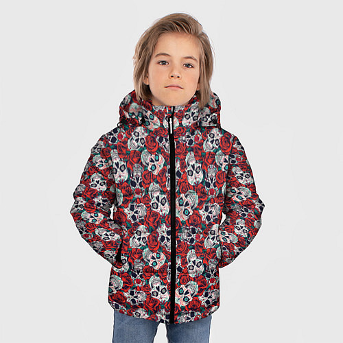 Зимняя куртка для мальчика Skulls & roses / 3D-Светло-серый – фото 3