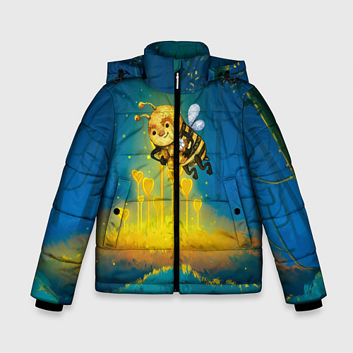 Зимняя куртка для мальчика Пчёла с сотами / 3D-Черный – фото 1