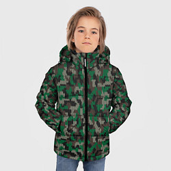 Куртка зимняя для мальчика Зелёный Вязаный Камуфляж, цвет: 3D-светло-серый — фото 2