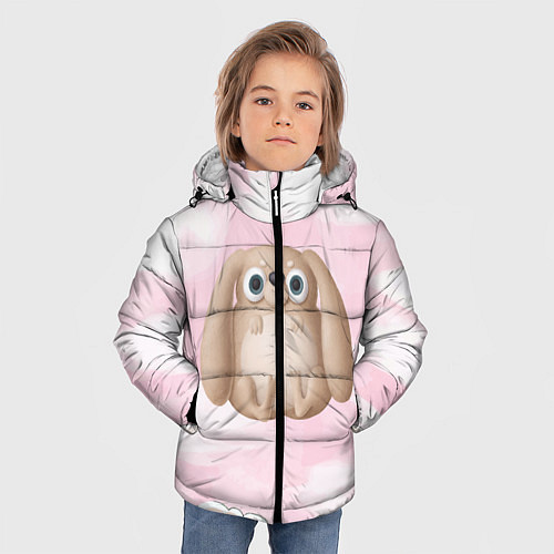 Зимняя куртка для мальчика Большой забавный заяц / 3D-Красный – фото 3