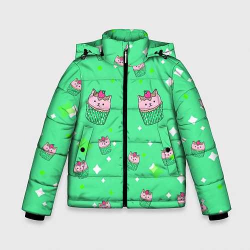 Зимняя куртка для мальчика Кот капкейк / 3D-Черный – фото 1
