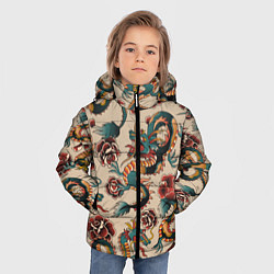 Куртка зимняя для мальчика Мифические японские драконы, цвет: 3D-светло-серый — фото 2